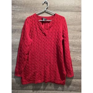 Lauren Ralph Lauren Red Cotton Pullover Sweater Size 1X